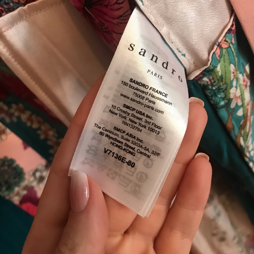 Sandro Floral-print Crepe De Chine Kimono Green - Picture 5 of 8